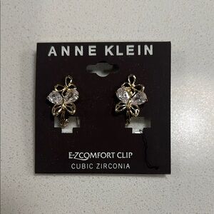 Anne Klein Gold Butterfly Earrings with Cubic Zirconia
